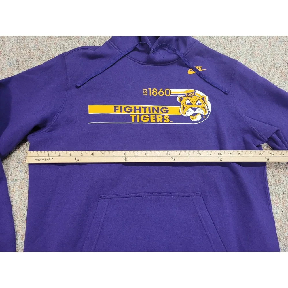 Nike LSU Fighting Tigers Hoodie Men Large Purple Pullover Sweatshirt NCAA Sports